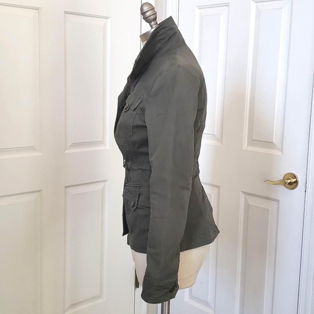 BNCI Hunter Olive Green Utility Jacket XS Technical Canvas Funnel Neck Zip Front - Picture 4 of 16
